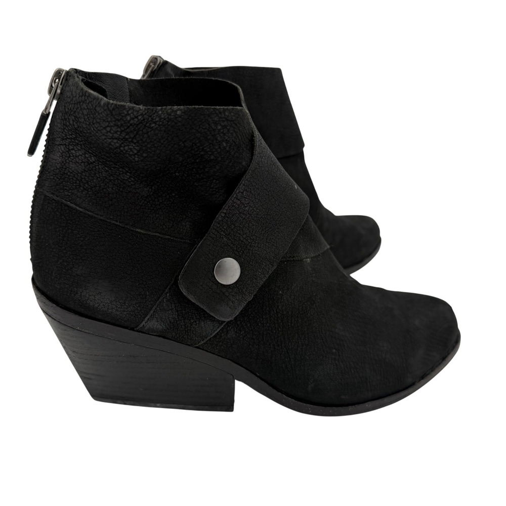 Eileen Fisher Vero Cuoio Leather Ankle Boots Black Moto Minimalist Booties‎ 7